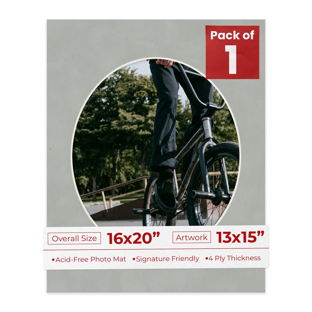 Light Grey Suede Mat Board for 16x20 Frames - Oval Opening for 13x15 Photos